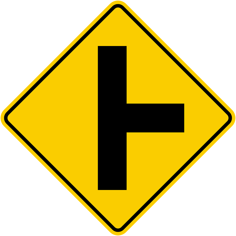 Junction with a side road ahead sign in Colombia