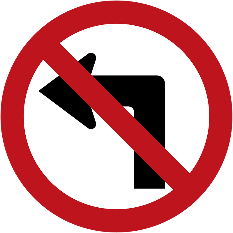 No left turn sign in Colombia