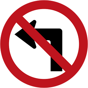 No left turn sign in Colombia