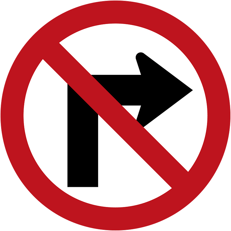 No right turn sign in Colombia