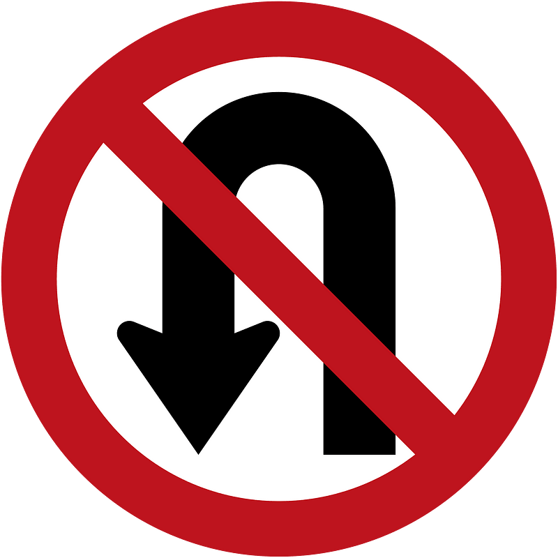 No U-turn sign in Colombia