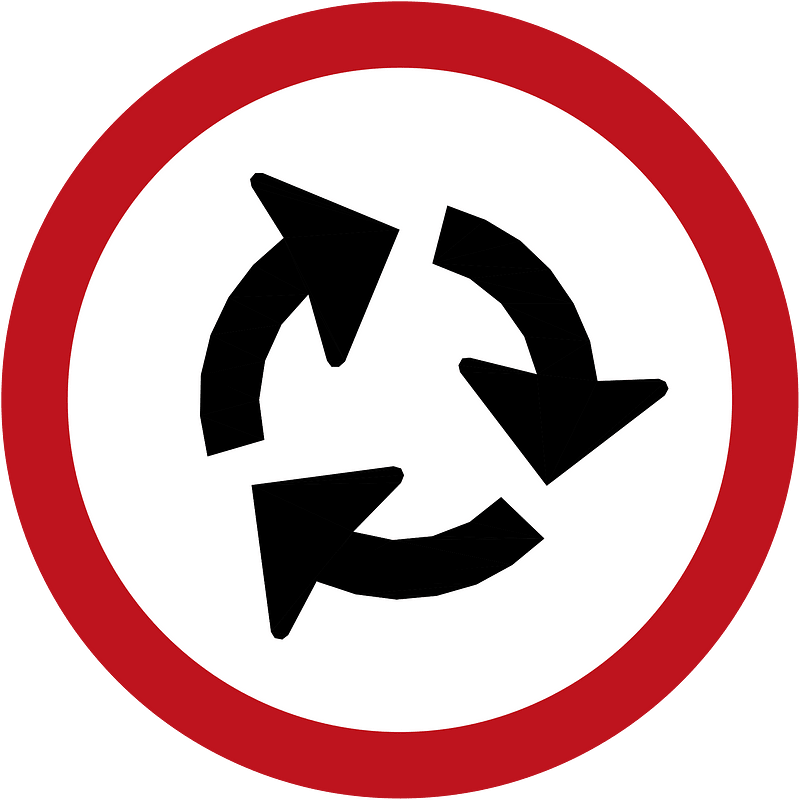 Roundabout sign in Colombia