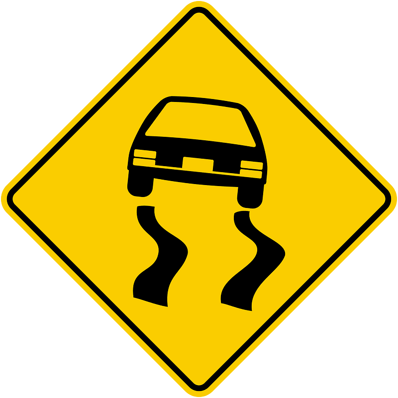 Slippery road surface sign in Colombia