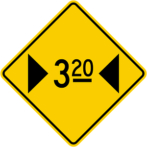 Width restriction ahead sign in Colombia