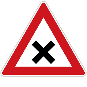 Crossroads with priority to the right sign in Czech Republic