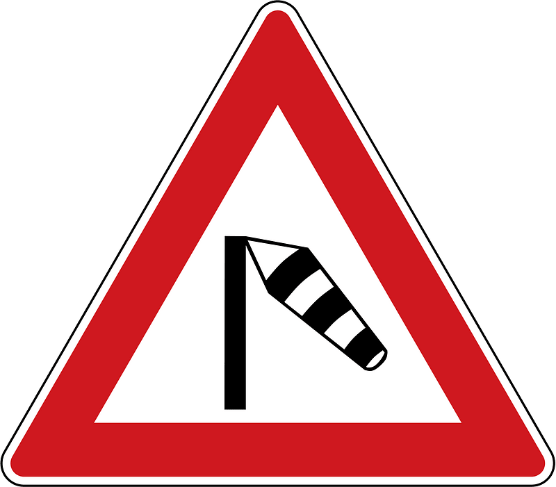 Dangerous crosswinds sign in Czech Republic