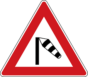 Dangerous crosswinds sign in Czech Republic