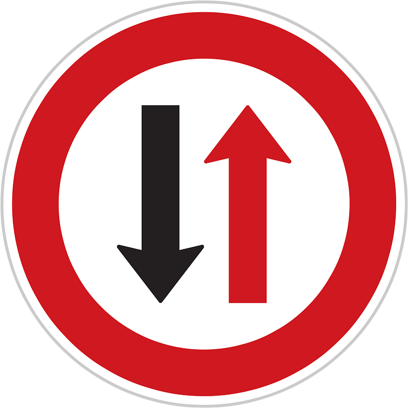 Give way to oncoming traffic sign in Czech Republic