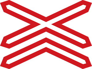 Level crossing (multiple tracks) sign in Czech Republic