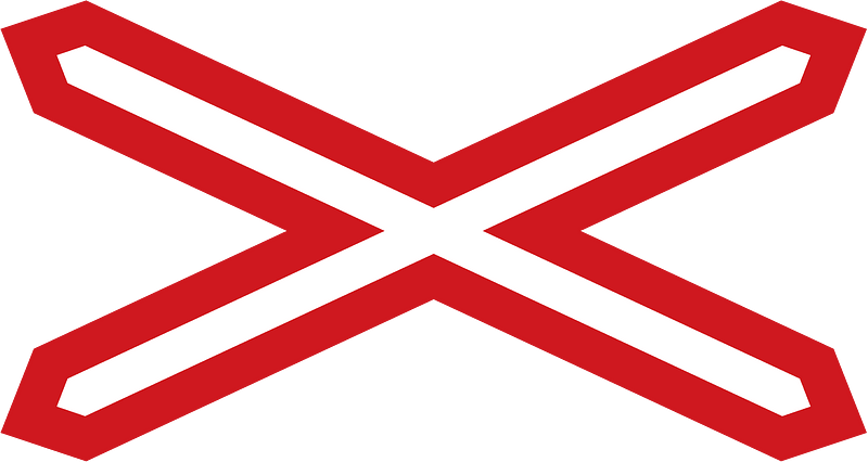 Level crossing (one track) sign in Czech Republic