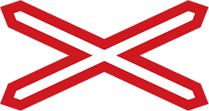 Level crossing (one track) sign in Czech Republic