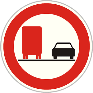 No overtaking by heavy goods vehicles sign in Czech Republic