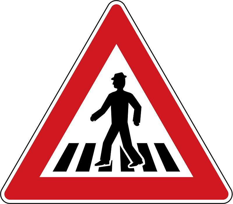 Pedestrian crossing ahead sign in Czech Republic