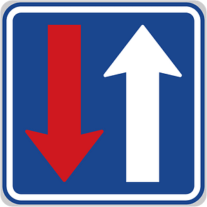 Priority over oncoming vehicles sign in Czech Republic