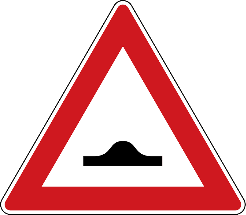 Road hump ahead sign in Czech Republic