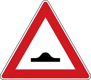 Road hump ahead sign in Czech Republic
