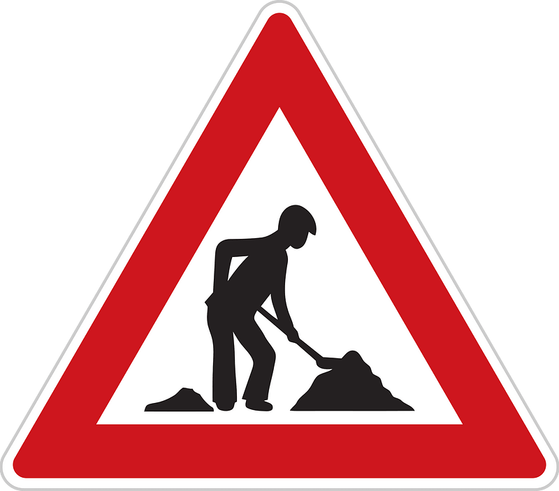 Roadworks ahead sign in Czech Republic