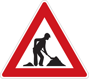 Roadworks ahead sign in Czech Republic