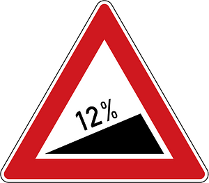 Steep ascent sign in Czech Republic