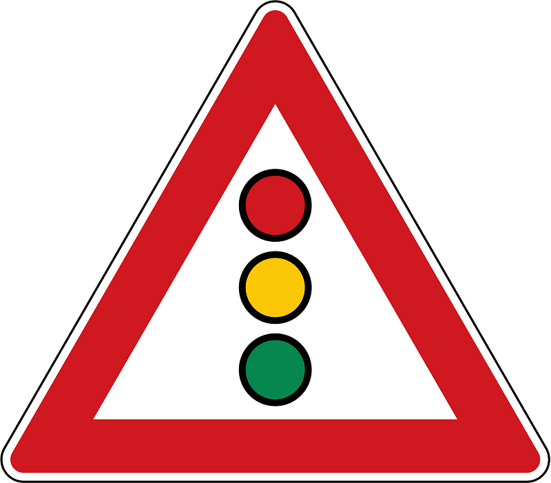 Traffic signals ahead sign in Czech Republic