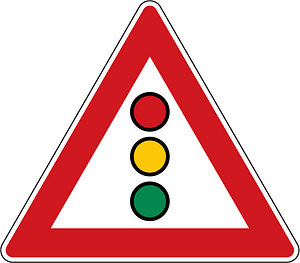 Traffic signals ahead sign in Czech Republic