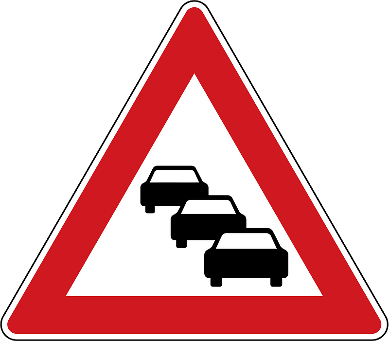 Traffic queues likely ahead sign in Czech Republic