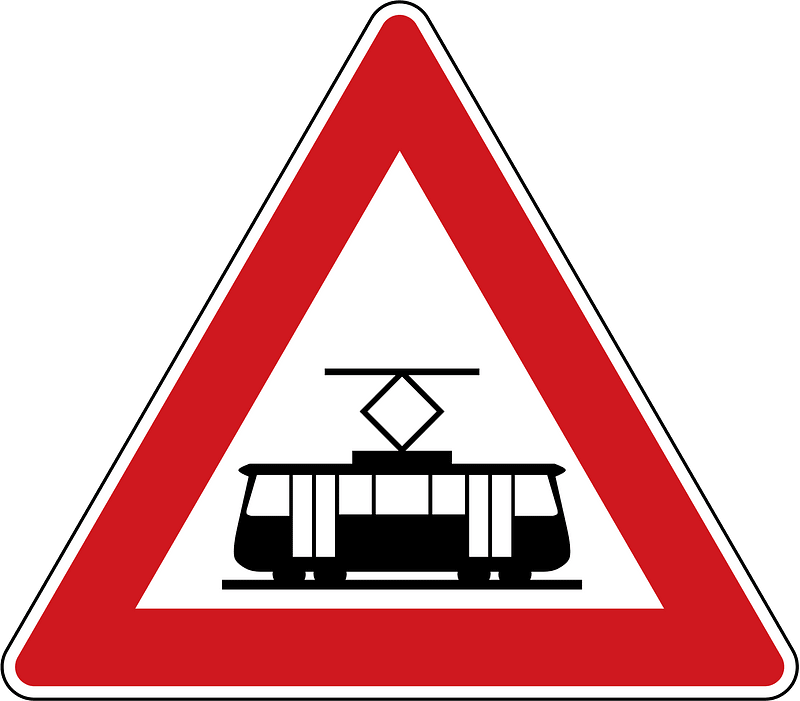 Tram crossing sign in Czech Republic