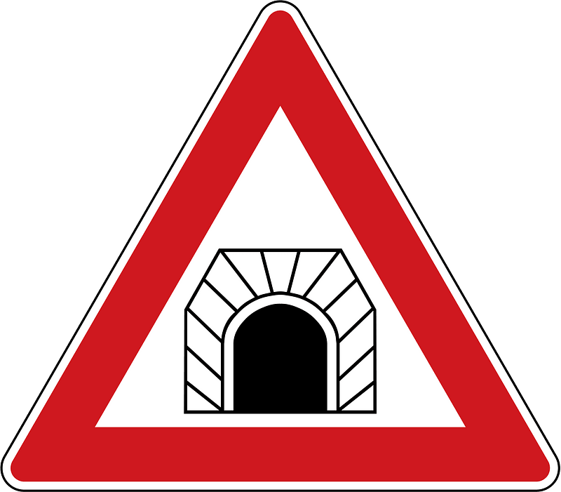 Tunnel ahead sign in Czech Republic
