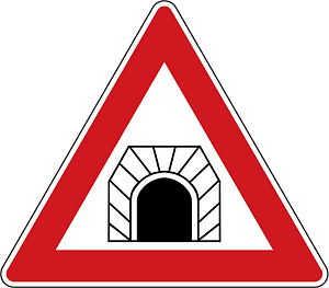 Tunnel ahead sign in Czech Republic