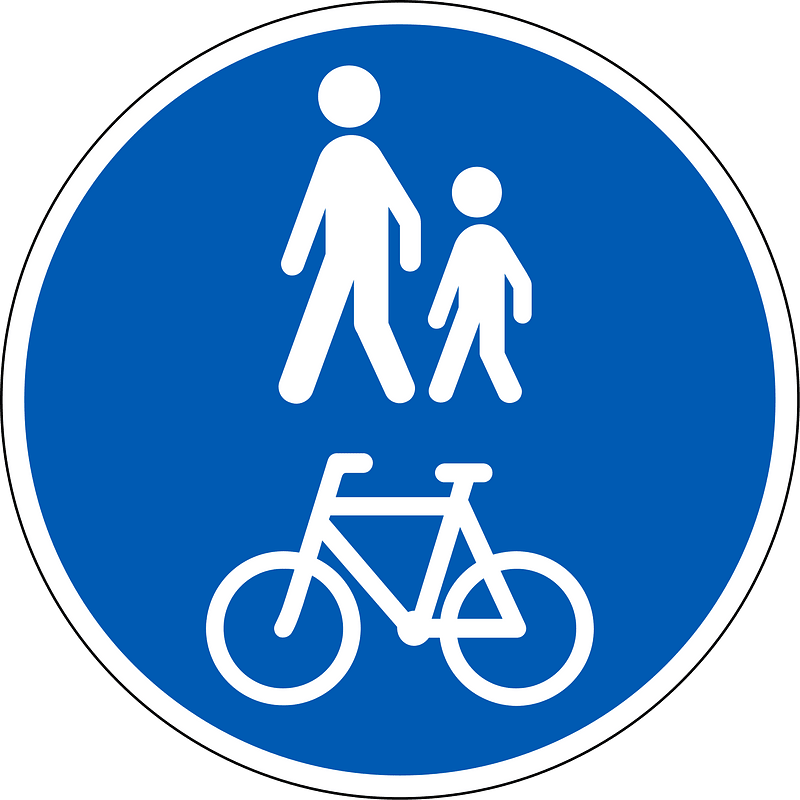 Bicycles and pedestrians only sign in Denmark