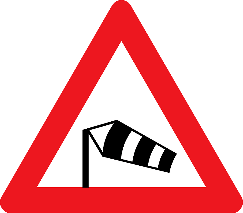 Dangerous crosswinds sign in Denmark