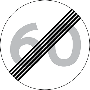 End of maximum speed limit sign in Denmark