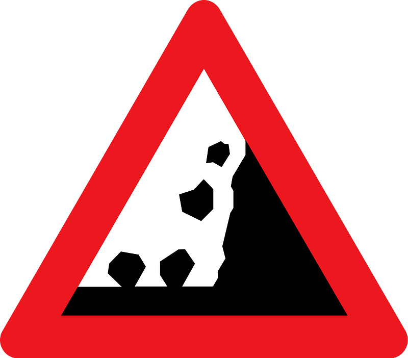 Falling rocks or debris sign in Denmark