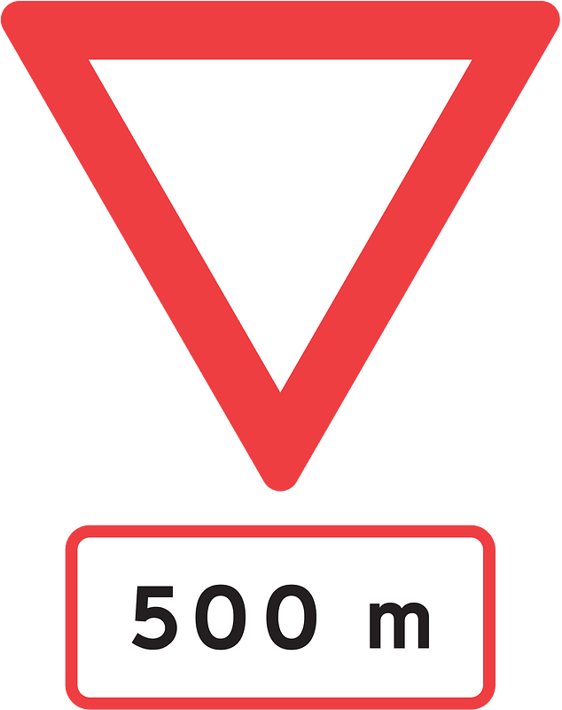Give Way ahead sign in Denmark