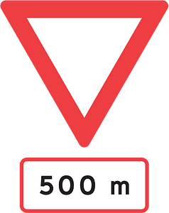 Give Way ahead sign in Denmark