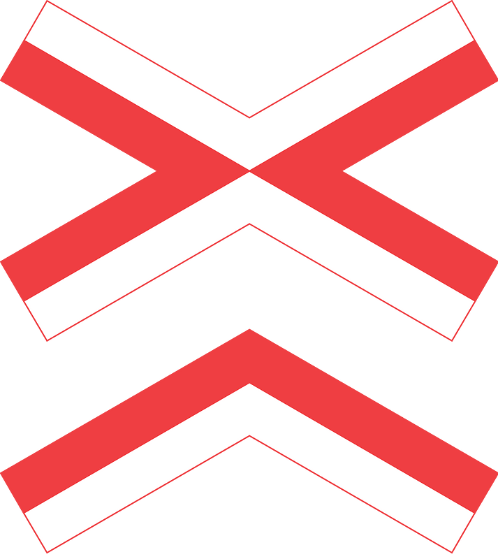 Level crossing (multiple tracks) sign in Denmark