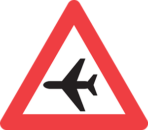 Low-flying aircraft sign in Denmark