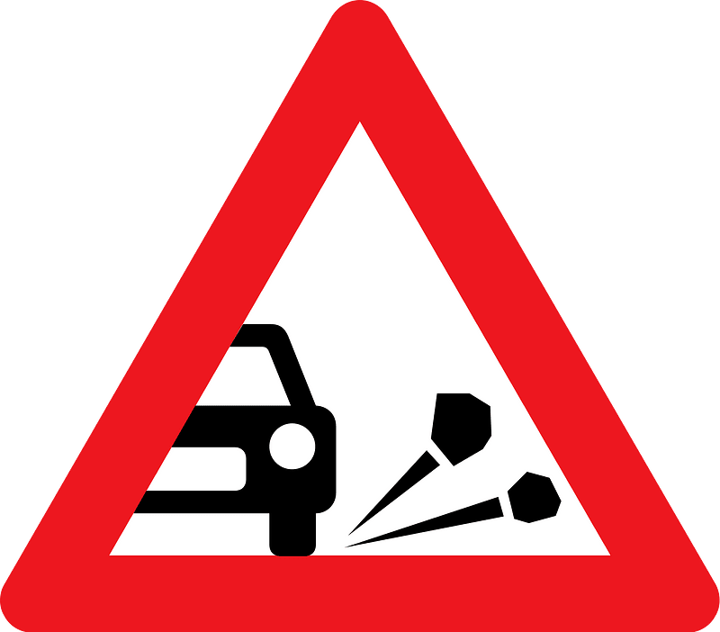 Loose road surface sign in Denmark