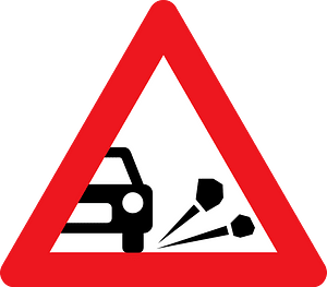 Loose road surface sign in Denmark
