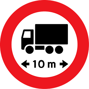 Maximum vehicle length sign in Denmark