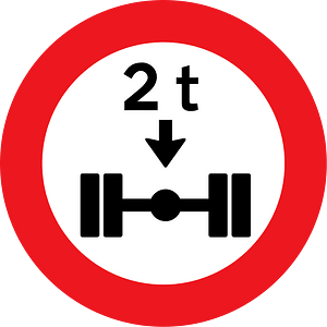 Maximum weight per axle sign in Denmark