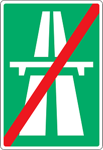 Motorway ends sign in Denmark
