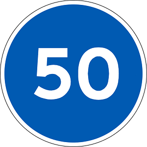 Minimum speed limit sign in Denmark