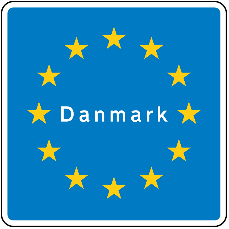 National border sign in Denmark