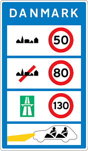National speed limits sign in Denmark