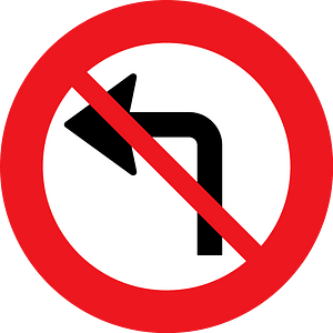 No left turn sign in Denmark