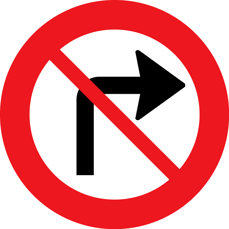 No right turn sign in Denmark