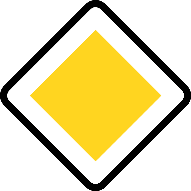 Priority road sign in Denmark