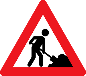 Roadworks ahead sign in Denmark