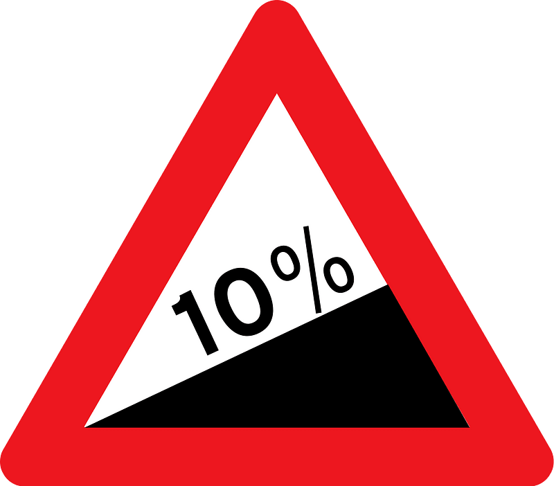 Steep ascent sign in Denmark